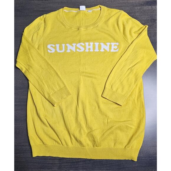 GAP Women’s Crew Neck 3/4 Sleeve 100% Cotton Yellow Sunshine Sweater Size Small - Picture 1 of 4